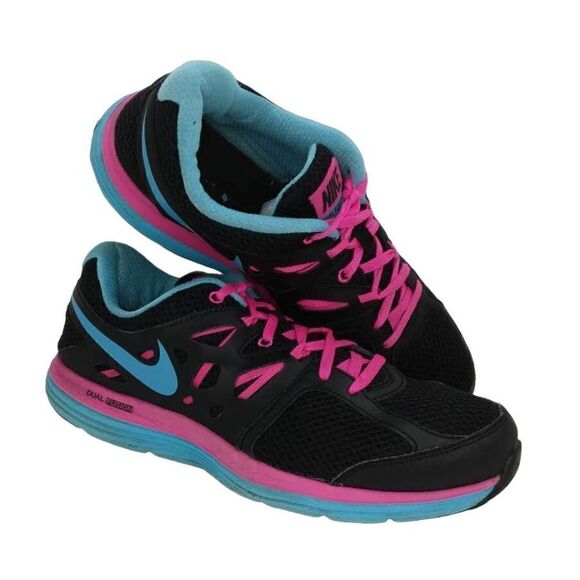 Nike Dual Fusion Lite Women's Pre-owned Black/Blue/Pink Running Sneakers -sz. 10 - Picture 1 of 6